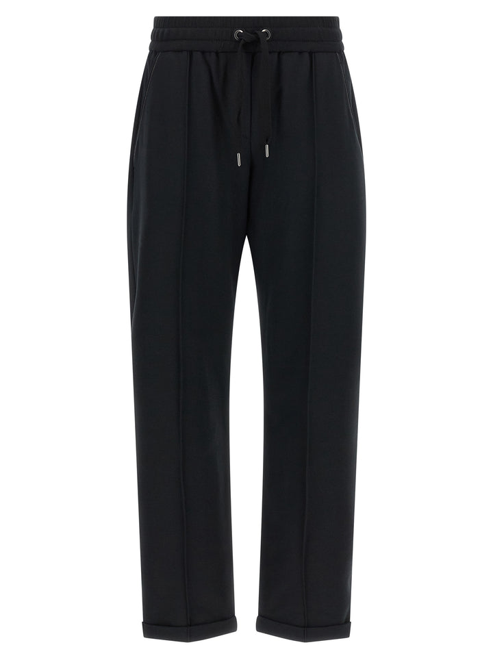 Brunello Cucinelli Black Cotton Joggers (Workout Pants)