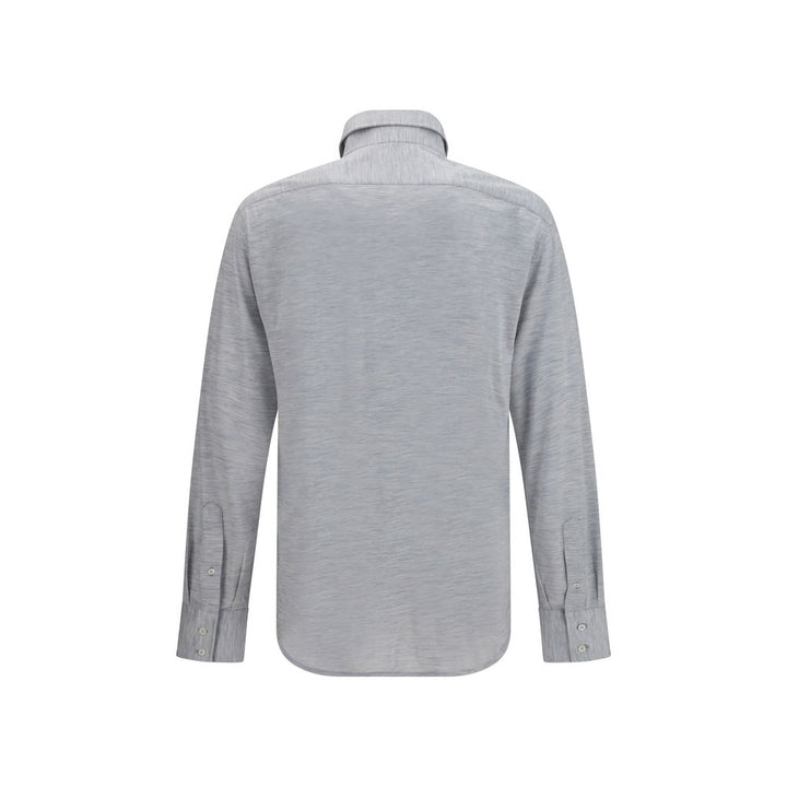 Brunello Cucinelli Blue Silk Dress Shirt
