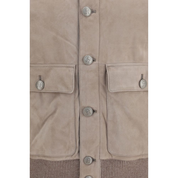Brunello Cucinelli Beige Calf Leather Bos Taurus Full-Length Jacket