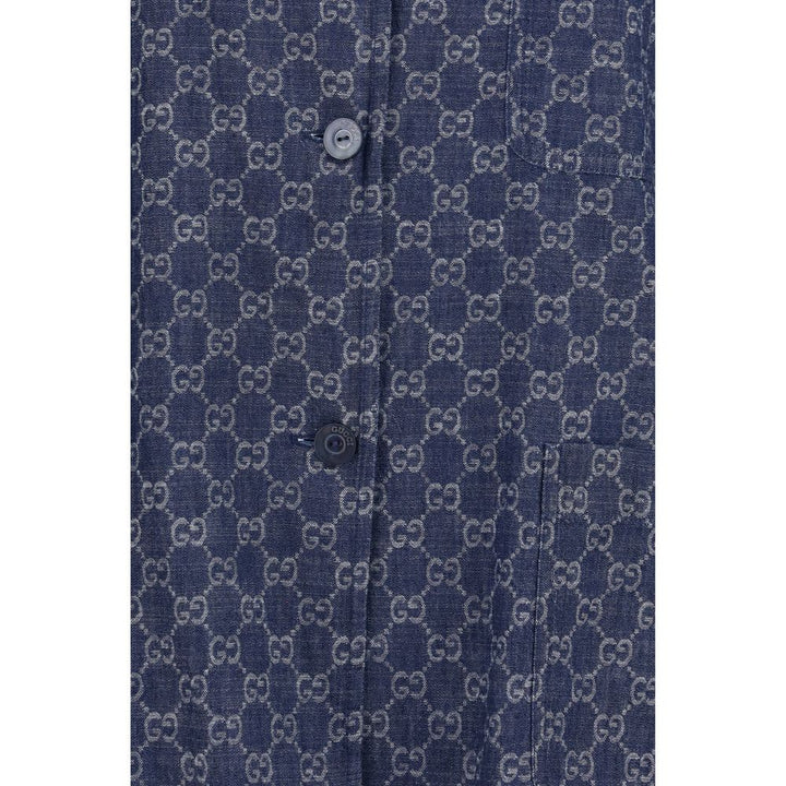 Gucci Blue Cotton Full-Length Jacket