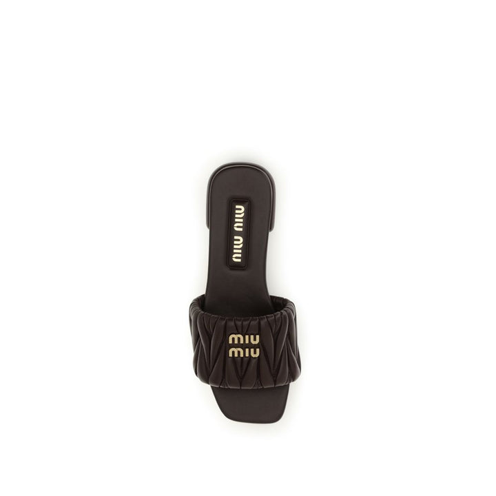 Miu Miu Brown Calf Leather Bos Taurus Flat Sandals