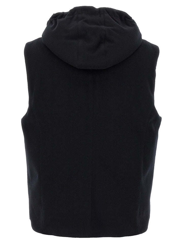 Brunello Cucinelli Black Wool Sleeveless Jacket
