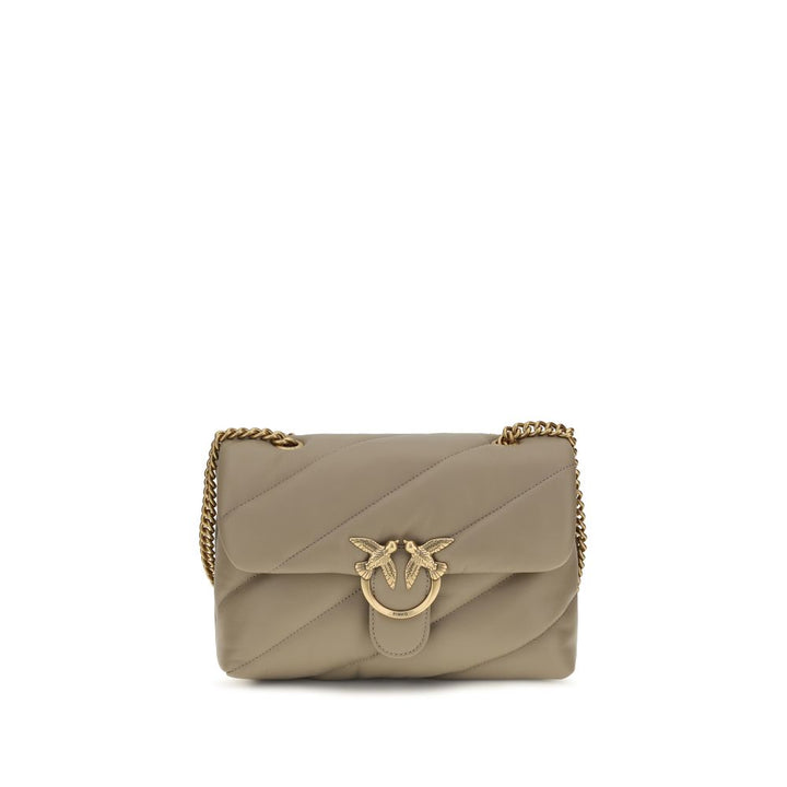 PINKO Gray Calf Leather Bos Taurus Shoulder Bag