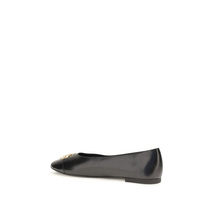 Tory Burch Black Calf Leather Bos Taurus Ballet Flats