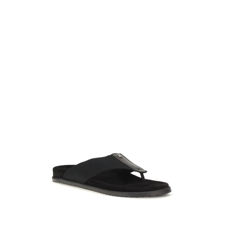 Dolce & Gabbana Black Polyester Flip-Flop Sandals