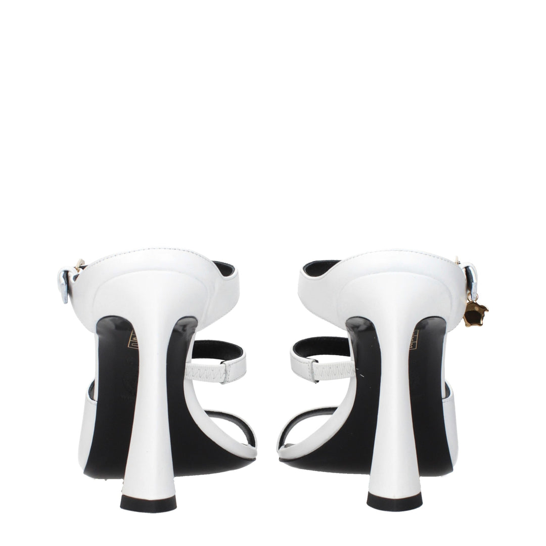 Versace White Leather Stiletto Heel Sandals