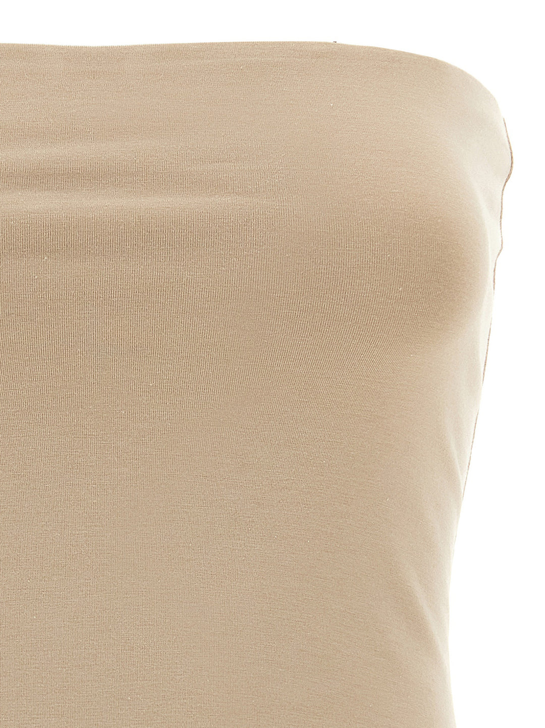 Brunello Cucinelli Beige Cotton Sleeveles T-Shirt