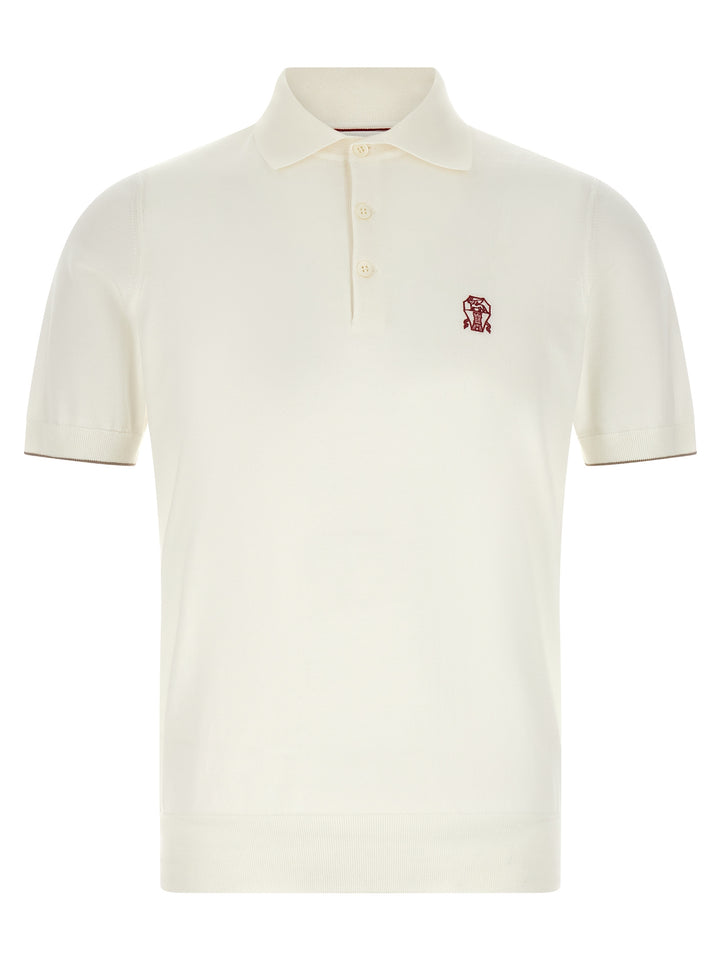 Brunello Cucinelli White Cotton Polo Shirt