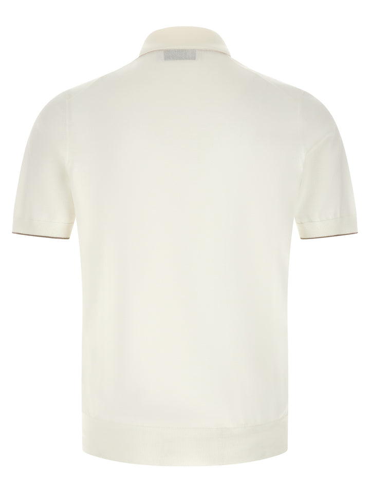Brunello Cucinelli White Cotton Polo Shirt