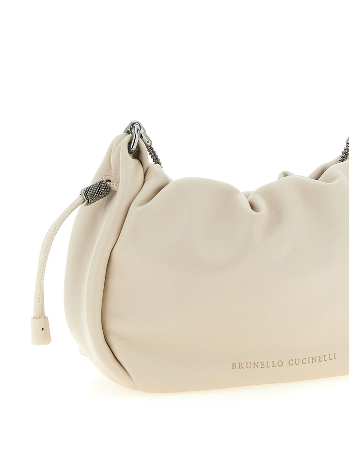 Brunello Cucinelli White Lamb Leather Crossbody Bag