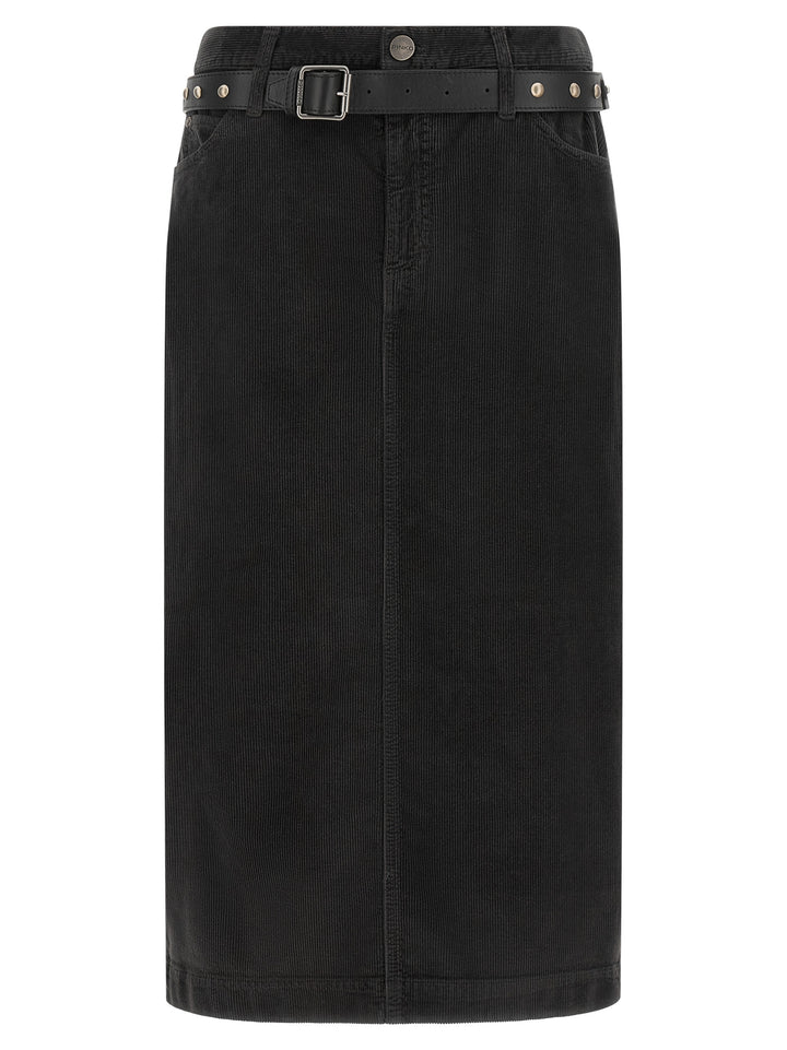 PINKO Black Cotton Midi Skirt