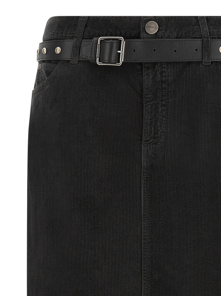 PINKO Black Cotton Midi Skirt