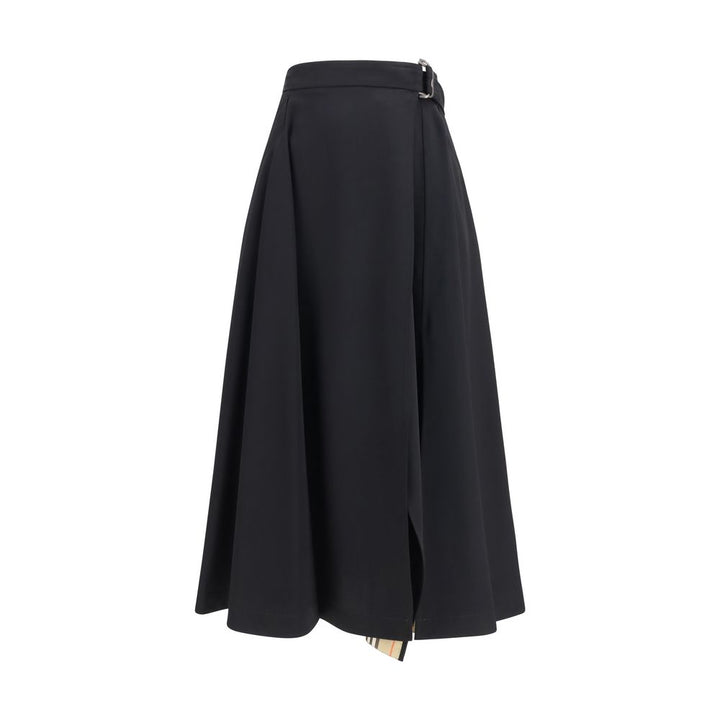 Burberry Black Wool Oves Aries Midi Skirt