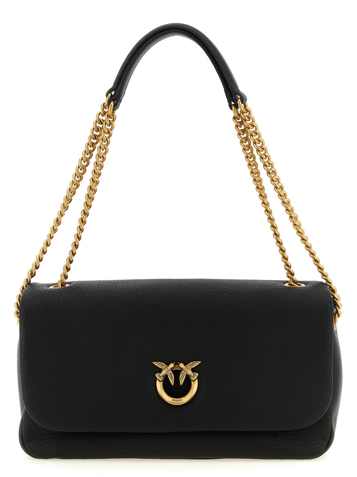 PINKO Black Lamb Leather Shoulder Bag