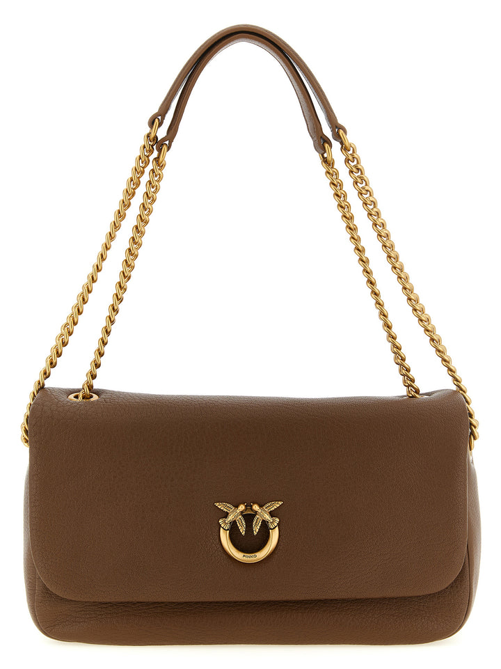 PINKO Brown Lamb Leather Shoulder Bag