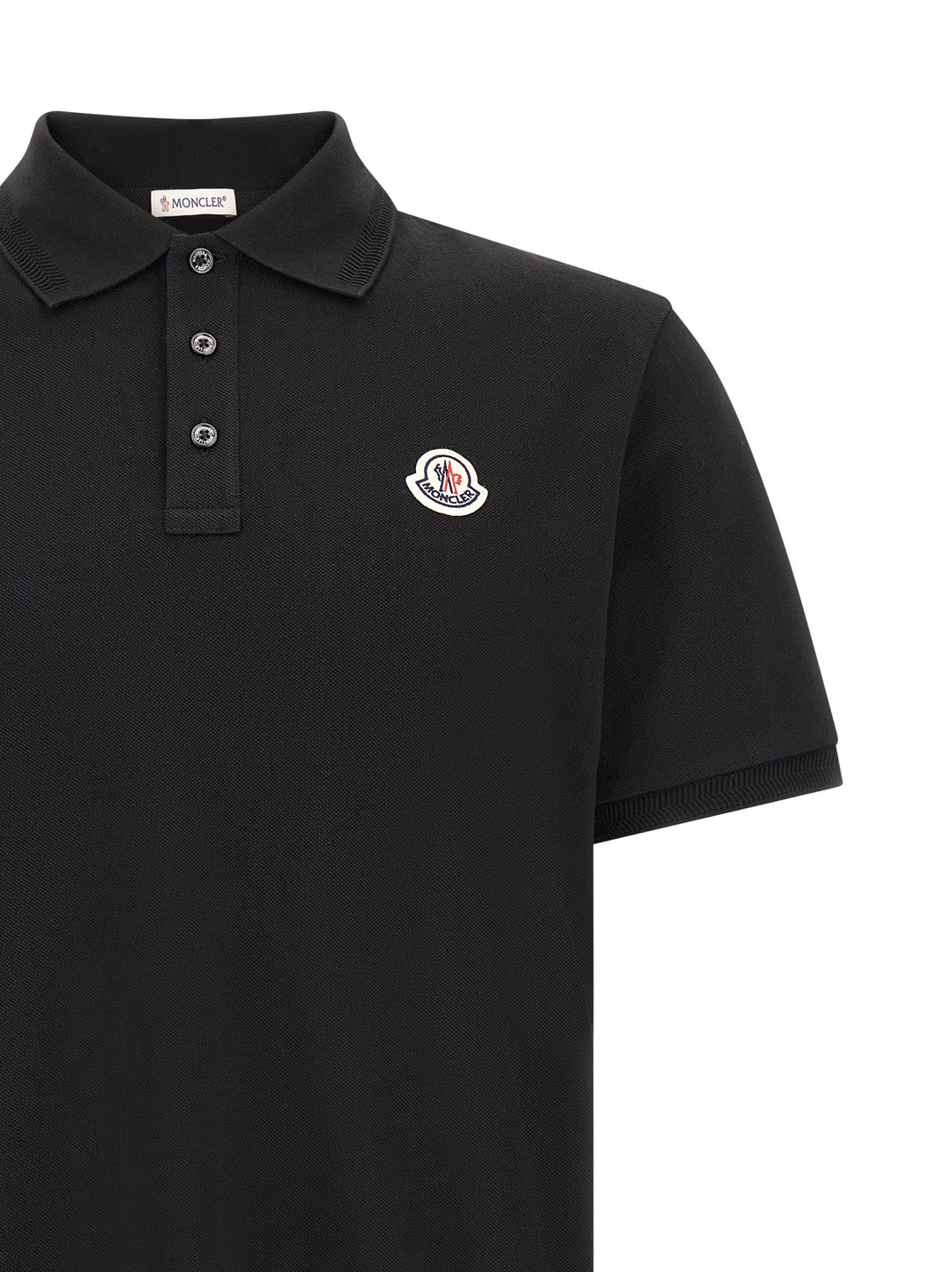 Moncler Black Cotton Polo Shirt