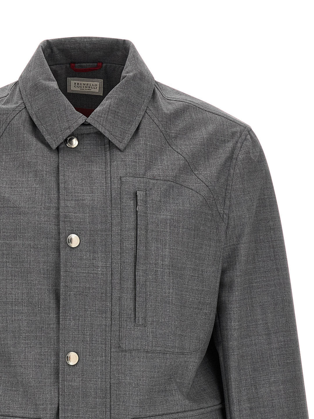 Brunello Cucinelli Gray Virgin Wool Full-Length Jacket