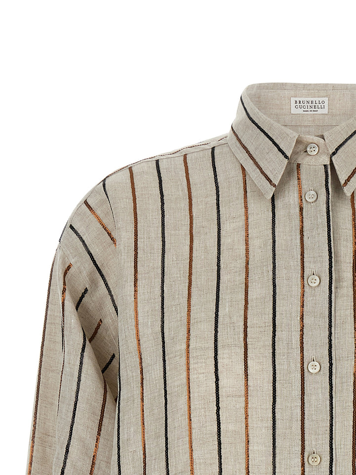 Brunello Cucinelli Beige Linen Blouse