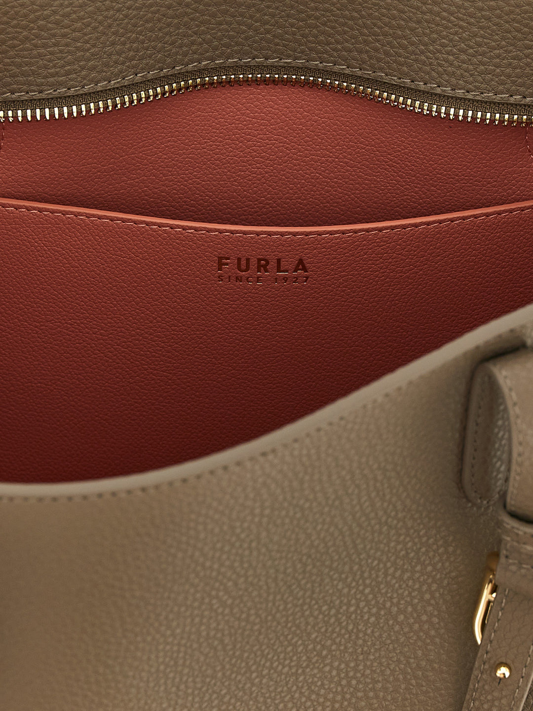Furla Gray Calfskin Tote Bag