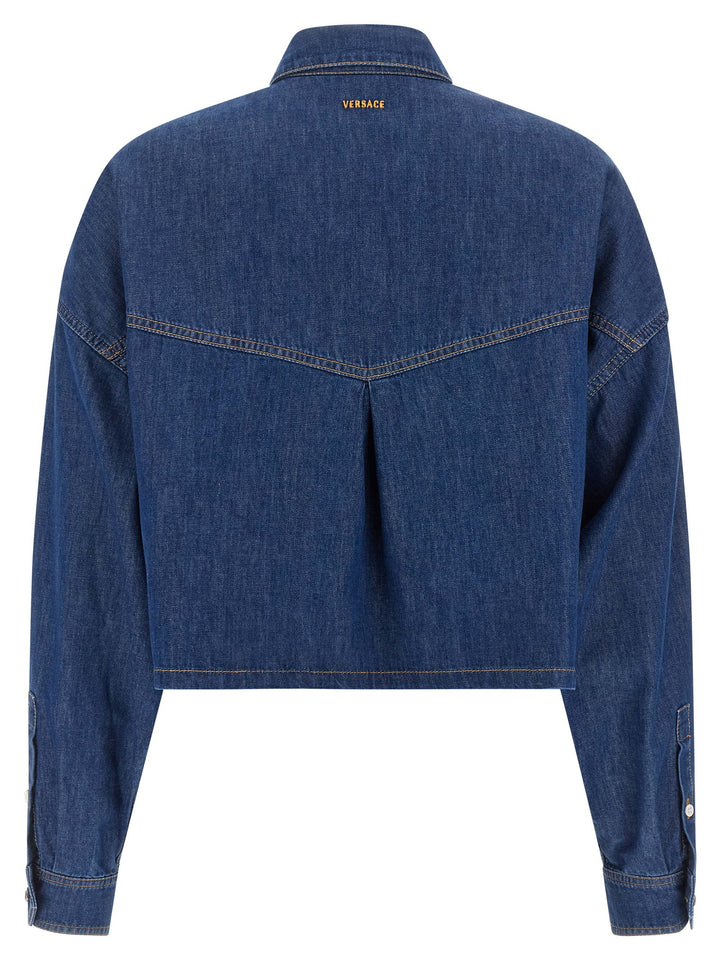 Versace Blue Cotton Blouse