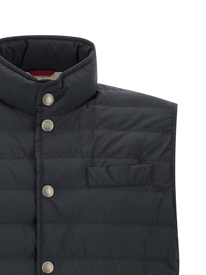Brunello Cucinelli Blue Polyester Sleeveless Jacket
