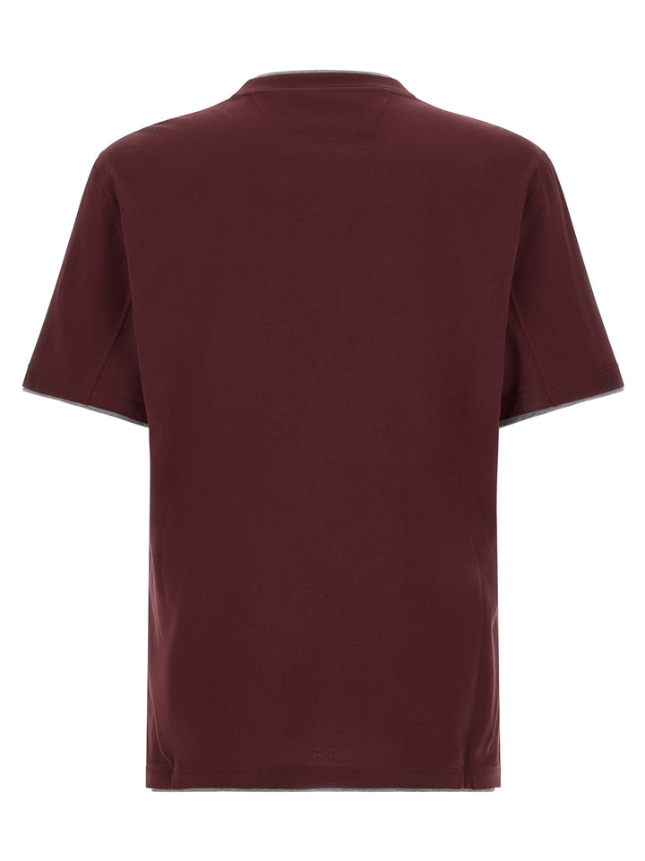 Brunello Cucinelli Bordeaux Cotton T-Shirt