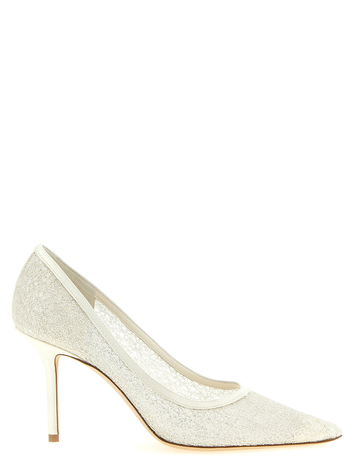 Jimmy Choo White Tencel High Heel Pumps