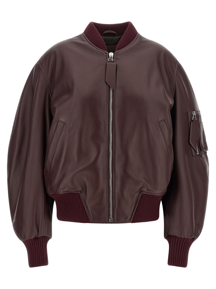 The Attico Bordeaux Lamb Leather Leather Jacket