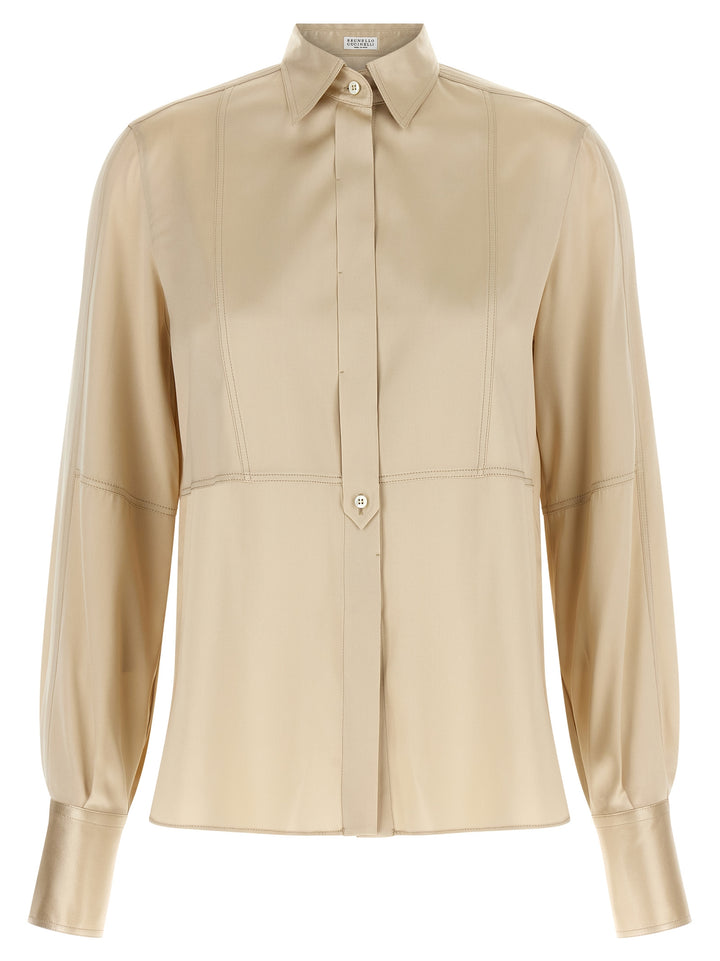 Brunello Cucinelli Beige Silk Blouse