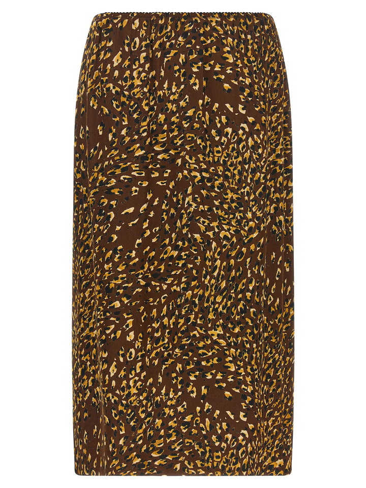 Twinset Brown Viscose Midi Skirt