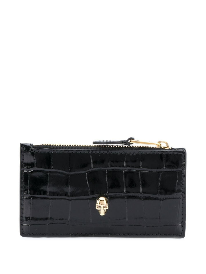 Alexander McQueen Skull zipped leather card case