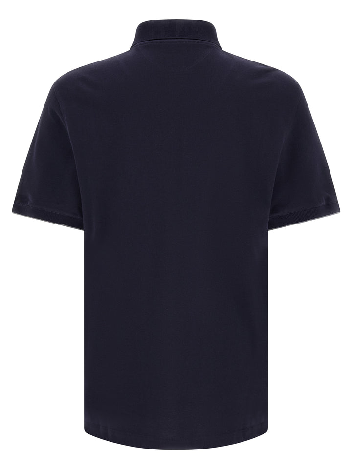 Brunello Cucinelli Blue Cotton Polo Shirt