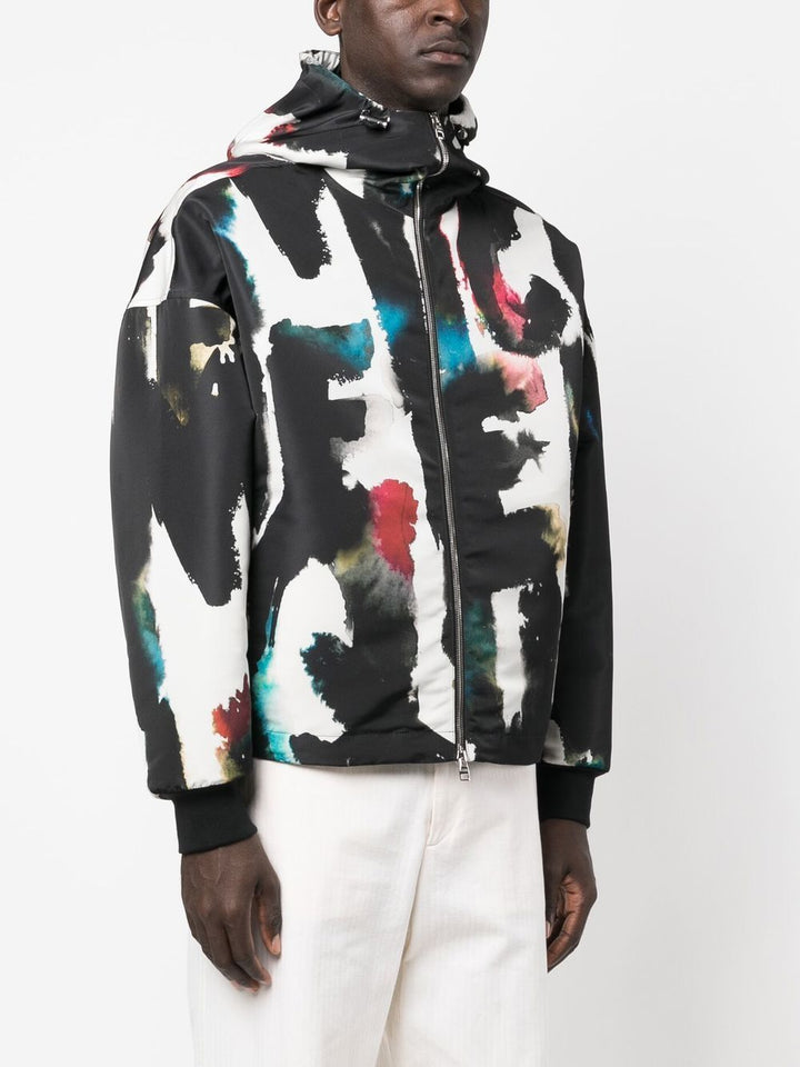 Alexander McQueen Graffiti-print Hooded Windbreaker