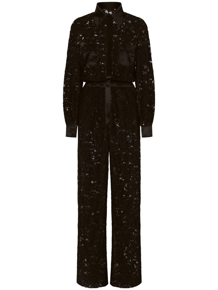 Dolce & Gabbana lace-trim long-sleeve jumpsuit