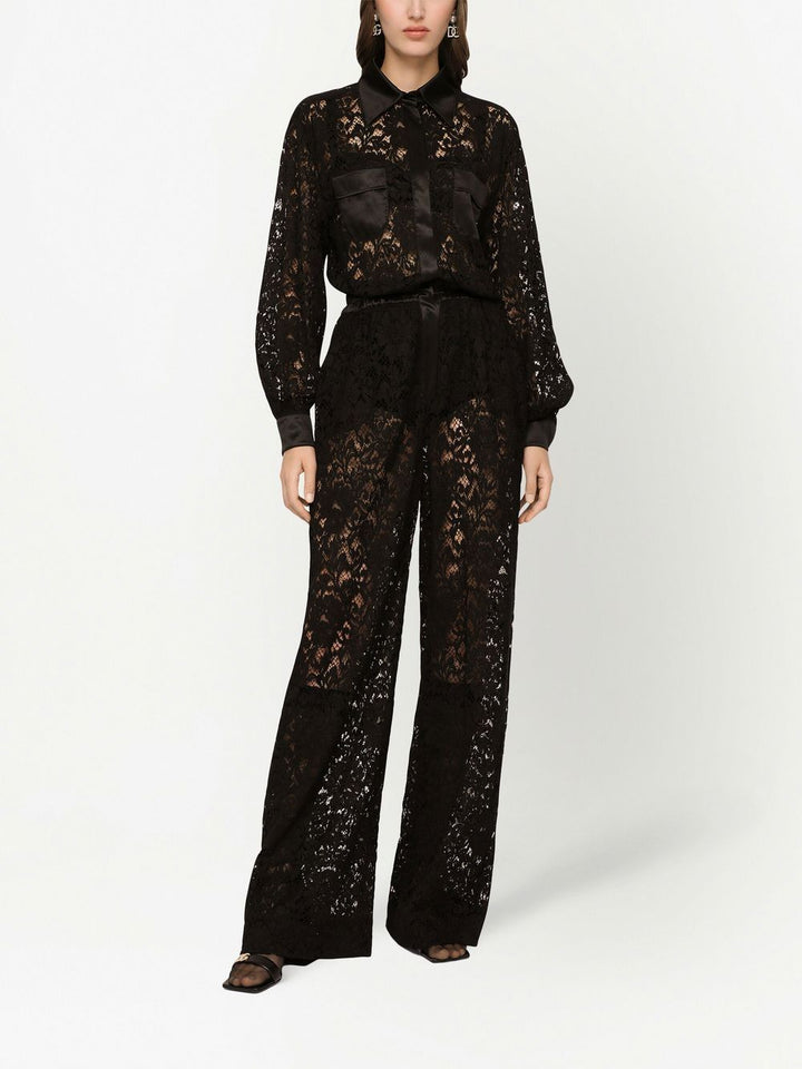 Dolce & Gabbana lace-trim long-sleeve jumpsuit