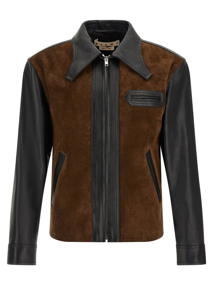 Marni Multicolor Calfskin Leather Jacket