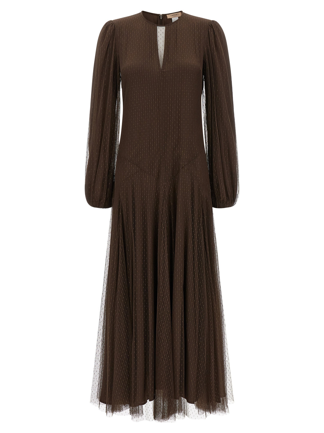 Twinset Brown Polyester Long Dress