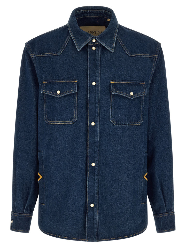 Valentino Garavani Blue Cotton Blouse