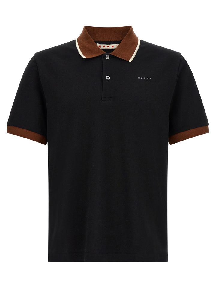 Marni Black Cotton Polo Shirt