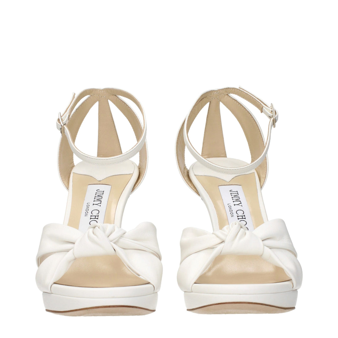 Jimmy Choo White Leather Platform Sandals