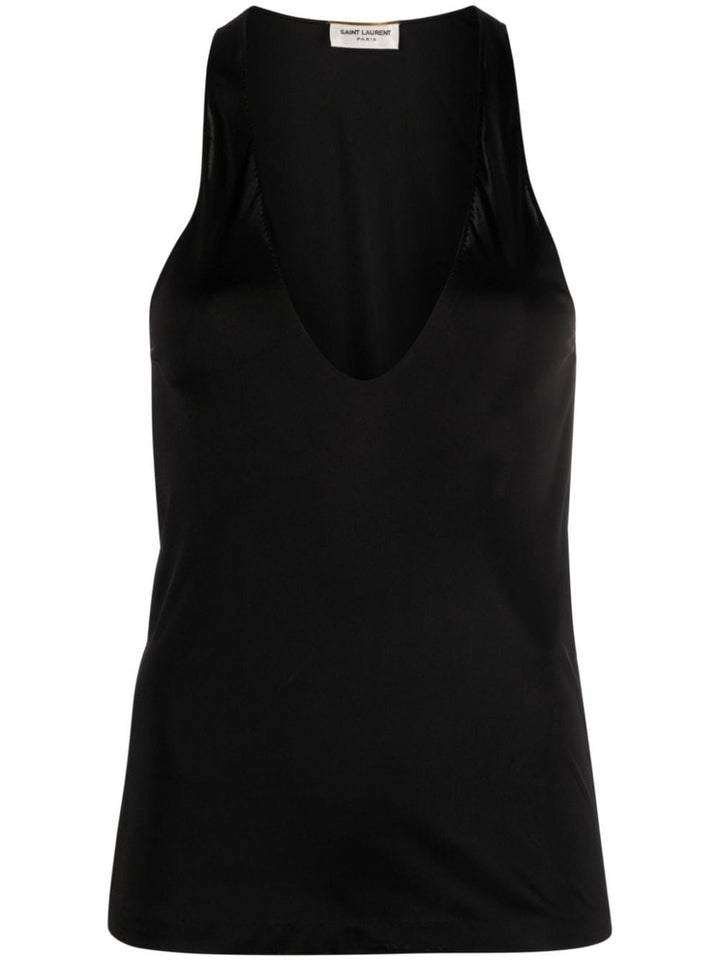 Saint Laurent plunging satin tank top