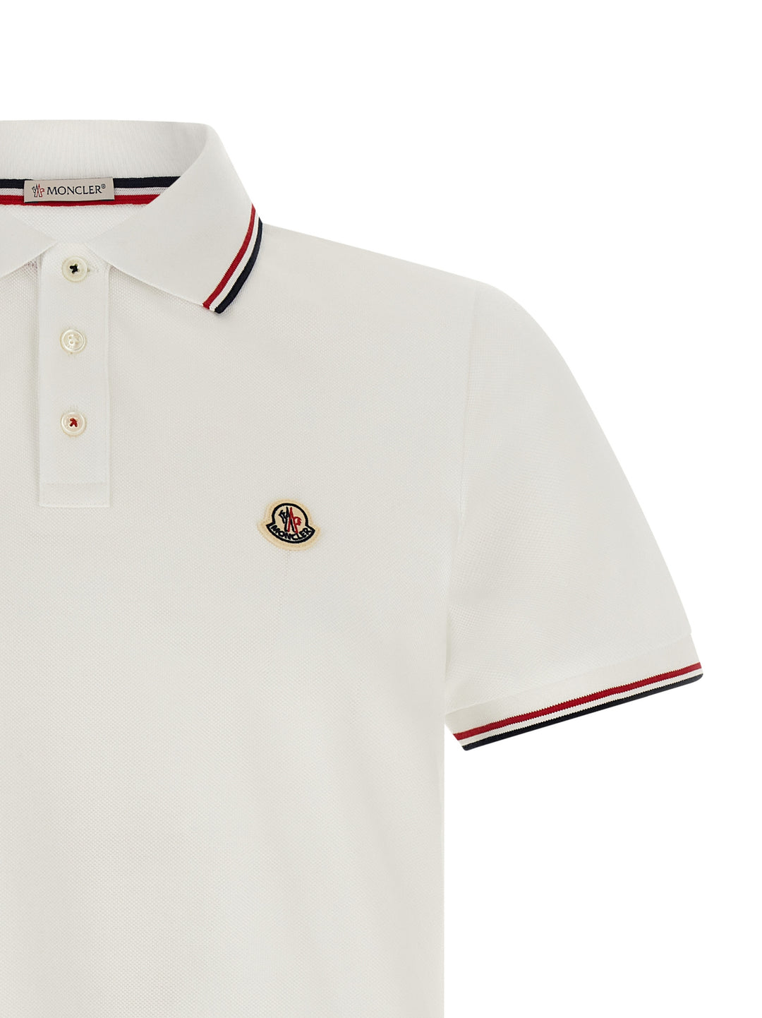 Moncler White Cotton Polo Shirt