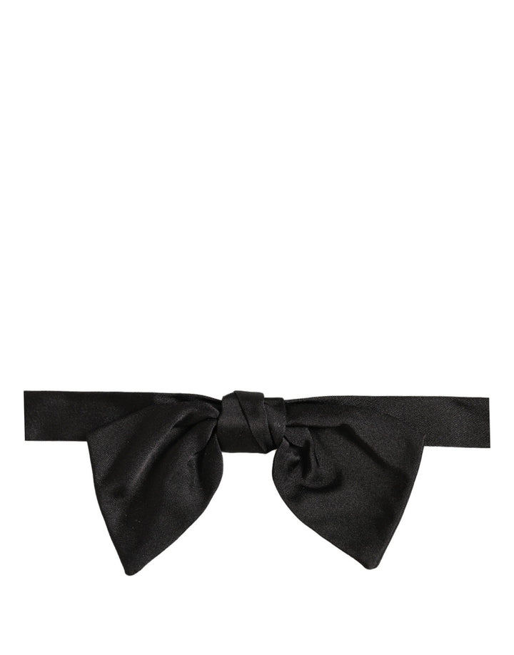 Dolce & Gabbana Men Black 100% SIlk Adjustable Neck Papillon Bow Tie