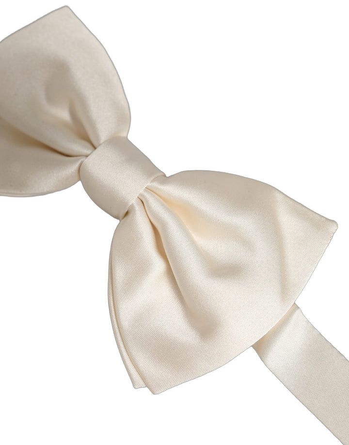 Dolce & Gabbana Men White 100% Silk Adjustable Neck Papillon Bow Tie