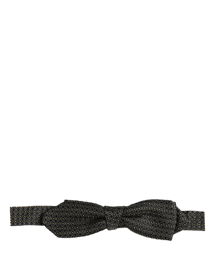 Dolce & Gabbana Men Black Dotted Silk Adjustable Neck Papillon Bow Tie