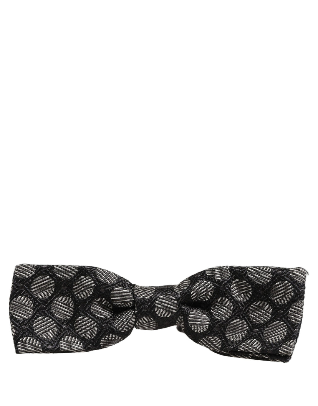 Dolce & Gabbana Black White Geometric Silk Adjustable Neck Papillon Bow Tie