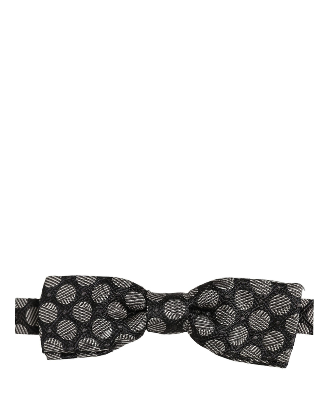 Dolce & Gabbana Black White Geometric Silk Adjustable Neck Papillon Bow Tie