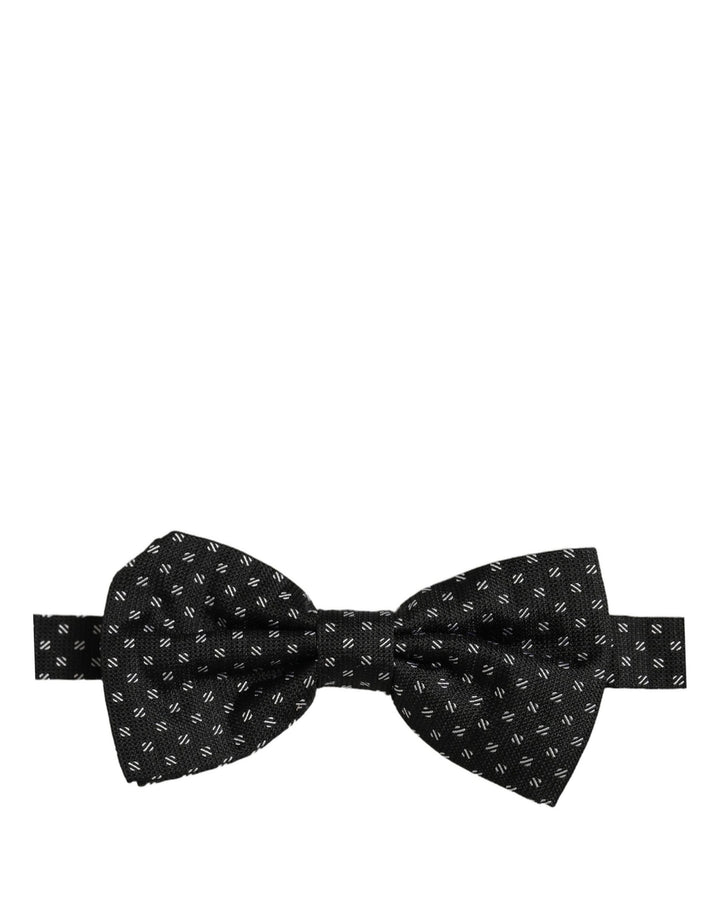 Dolce & Gabbana Men Black Patterned Adjustable Neck Papillon Bow Tie
