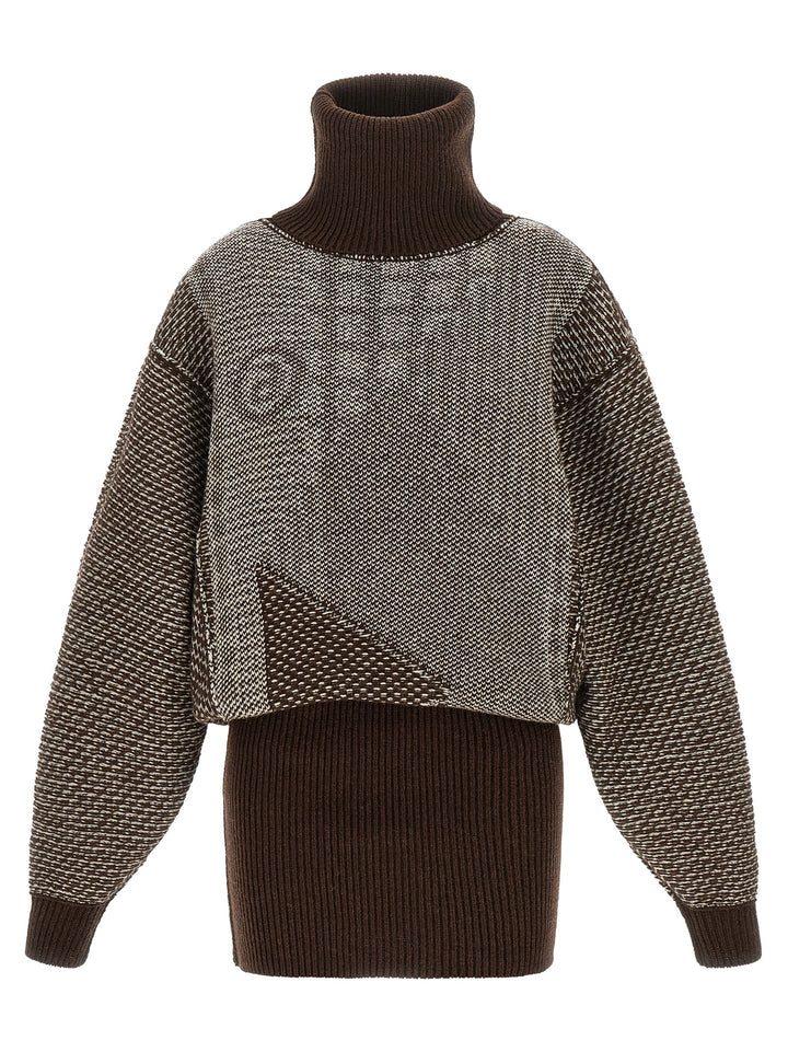 MM6 Maison Margiela Brown Wool Short Dress
