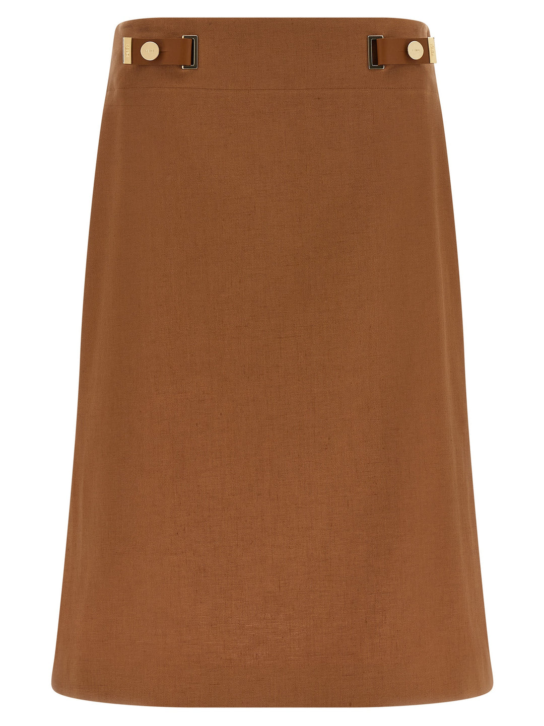 Fendi Brown Linen Midi Skirt